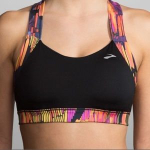 Brooks Uplift Cross Back Sports Bra Size Small - Black/Sunset Kasbah